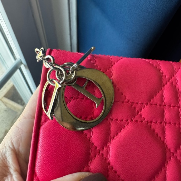 Christian Dior Lady Dior Cannage Quilted Long Wallet in Passion Pink